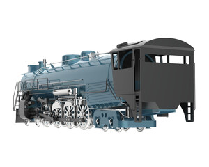 Fototapeta premium Locomotive on transparent background. 3d rendering - illustration