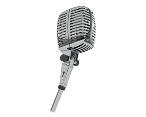 Vintage microphone on transparent background. 3d rendering - illustration