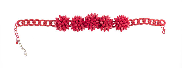 red spiky dog collar isolated on white background