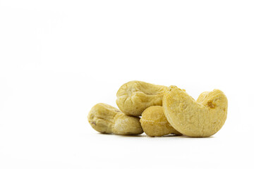 close up cashew nuts class b,  isolated on white background
