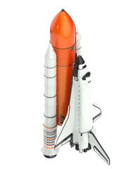 Space shuttle on transparent background. 3d rendering - illustration