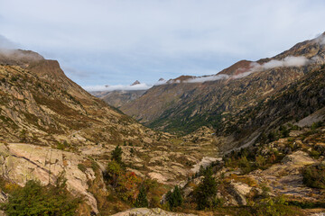 Mountainous landscape around the lake of Artouste, in the Pyrenees-Atlantiques, France