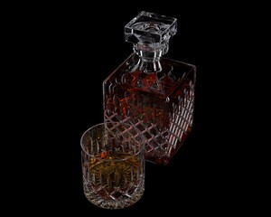 Whiskey bottle on transparent background. 3d rendering - illustration