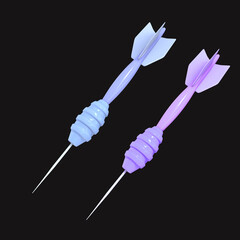 3d rendering Dart arrow isolated 3d realistic illustration set