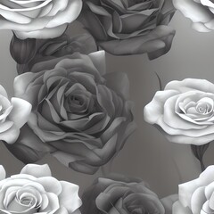 Dark flowers, roses, tile, seamless texture, pattern