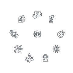 marketing thin line icons. Vector illustration isolated on white. Editable stroke.