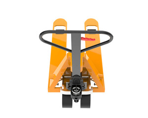 Yellow pallet jack on transparent background. 3d rendering - illustration