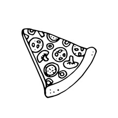 Slice of pizza illustration on isolated white background
