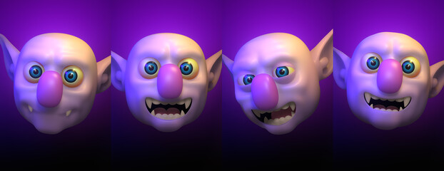 3D Cartoon stylized halloween vampire monsters poster   bundle