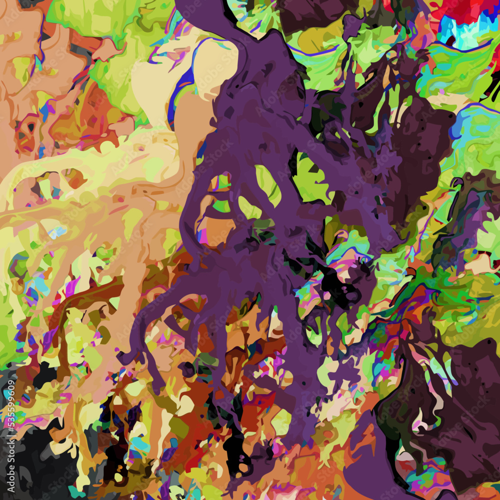Aufkleber abstract psychedelic background from color chaotic blurred stains brush strokes of different sizes