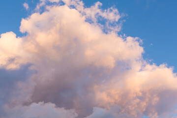 Sunset sky with dark clouds and orange light