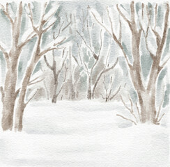 Winter forest watercolour illustration