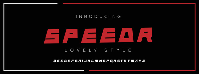 SPEEDR Minimal urban font. Typography with dot regular and number. minimalist style fonts set. vector illustration