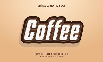 Editable and 3d style coffee text effect.