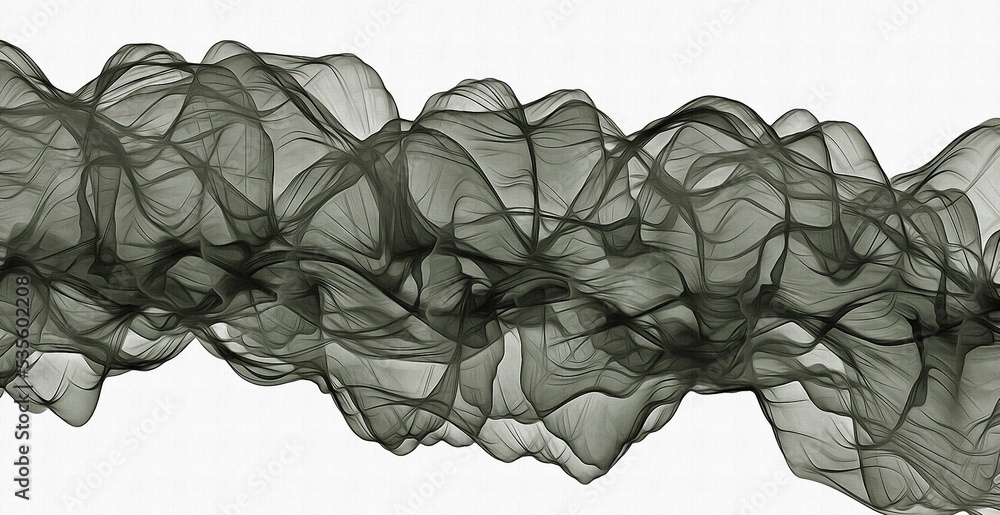 Poster abstract electrifying lines, smoky fractal pattern, digital illustration art work of rendering chaot