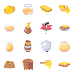 Set of Bumblebee Flat Icons 

