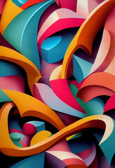 Very colorful illustrations with 3d elements