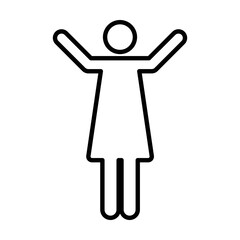 Woman raised arms icon vector female person with open hands symbol in a glyph pictogram illustration