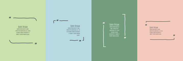 Vector minimalist quote poster set. Quote frames blank template set. Citation empty speech bubbles. Color doodle hand drawn backgrounds. Design for flyer, poster, invitation, card, coupon, book cover