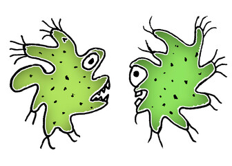 Bacterias couple sketchy drawing