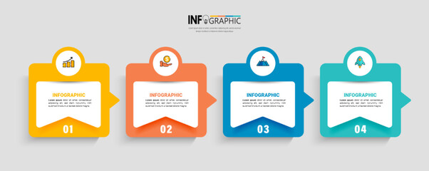 Four steps business infographics template vector.