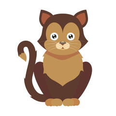 Illustration of a sitting cat. Cute drawing of an animal.