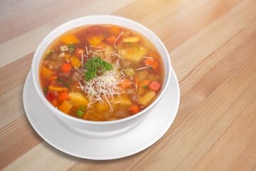 Traditional tasty hot meat and vegetable dish