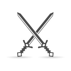 Cross sword set. battle logo elements, Set of heraldic sword vector silhouette illustrations
