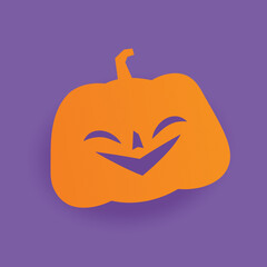 Halloween carved pumpkin. Cute illustration, flat design.