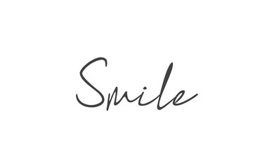 Smile text lettering, hand drawn style phrase. Positive quote.