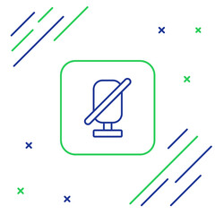 Line Mute microphone icon isolated on white background. Microphone audio muted. Colorful outline concept. Vector