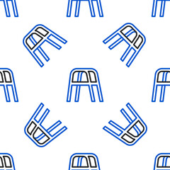 Line Walker for disabled person icon isolated seamless pattern on white background. Colorful outline concept. Vector