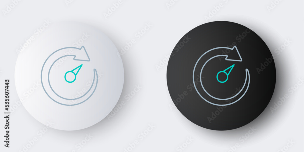 Poster Line Digital speed meter icon isolated on grey background. Global network high speed connection data rate technology. Colorful outline concept. Vector