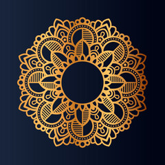 Luxury gold floral mandala arabesque pattern for print, poster, cover, brochure, flyer, Oriental style ornamental round lace ornament