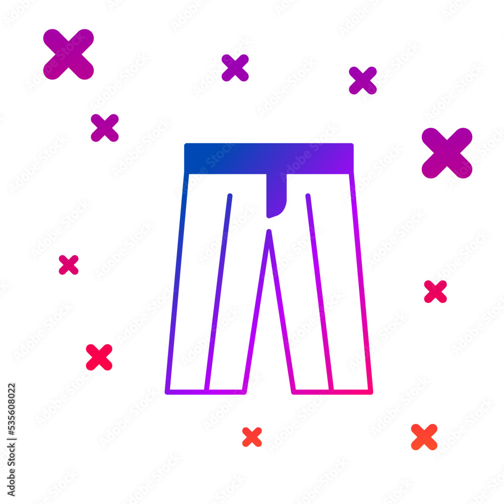 Poster color pants icon isolated on white background. trousers sign. gradient random dynamic shapes. vector