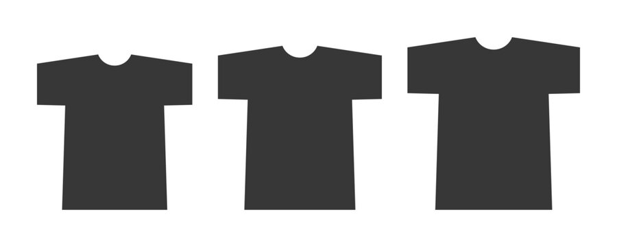 3着のサイズの違う半袖Tシャツのアイコン - S･M･Lサイズのイメージ素材