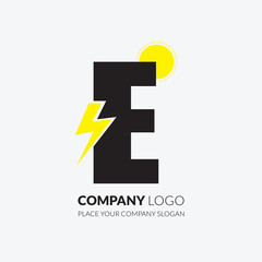Letter Mark Vector Logo Design E, Solar Energy Company Logo
