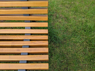 Wooden empty bench in the park