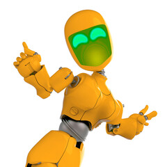 Obraz premium robot girl is dancing in white background close up