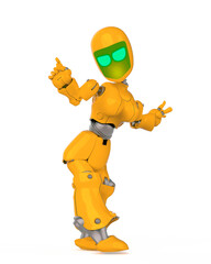 robot girl is dancing in white background