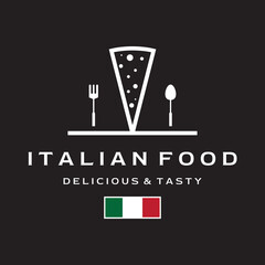 Delicious and delicious Italian food logo creative design .With vintage food utensil sign.Logos for restaurants, cafes, clubs and badges.