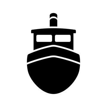 Ship icon. Black silhouette. Front view. Vector simple flat graphic illustration. Isolated object on a white background. Isolate.