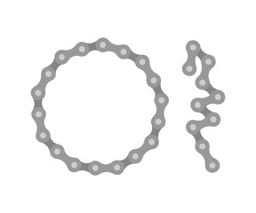 Bicycle chains in various shapes, vector illustration. 
