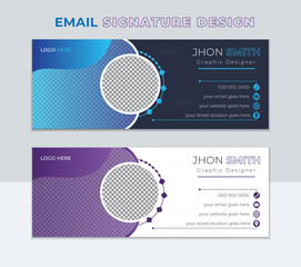 Business email signature with an author photo place modern and minimal layout, Modern and minimalist corporate Email Signature, email footer template,  Creative Email Signature Layout, 