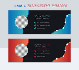 Modern and minimalist corporate Email Signature, email footer template, Business email signature with an author photo place modern and minimal layout, Creative Email Signature Layout, 