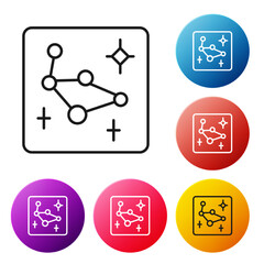 Black line Great Bear constellation icon isolated on white background. Set icons colorful circle buttons. Vector