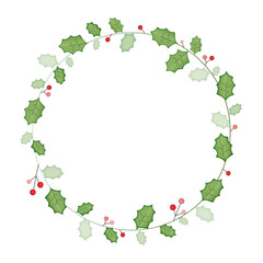 christmas wreath with red berries