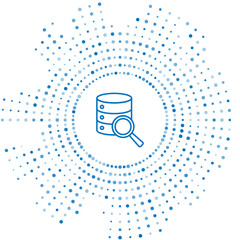 Blue line Server, Data, Web Hosting icon isolated on white background. Abstract circle random dots. Vector