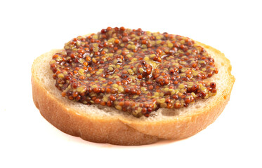 Fresh Whole Grain Mustard on a White Background