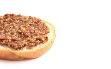 Fresh Whole Grain Mustard on a White Background